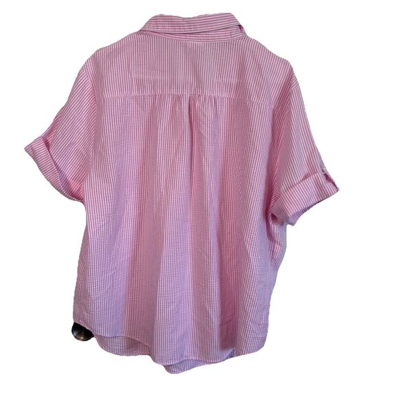 Vintage Bon Worth Womens 2pc Capri Set Pink White Strip Embroidery Flowers LP - Picture 4 of 16